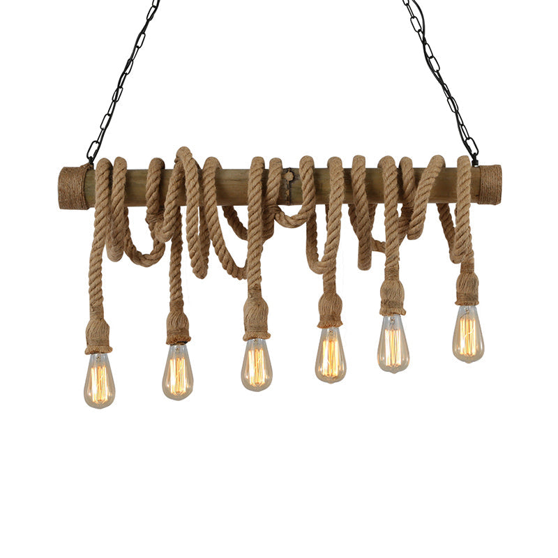 BowLift | Industrial Adjustable Ceiling Lamp made of Bamboo with Rope