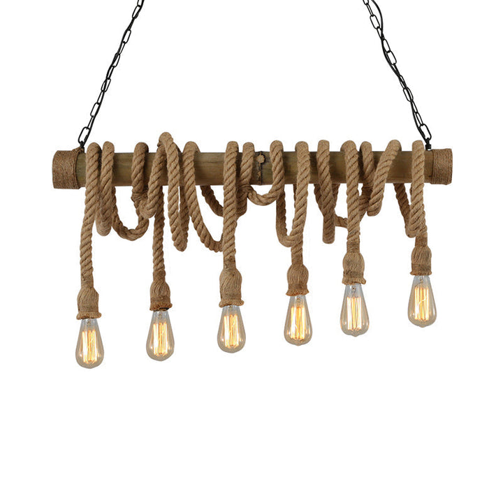 BowLift | Industrial Adjustable Ceiling Lamp made of Bamboo with Rope