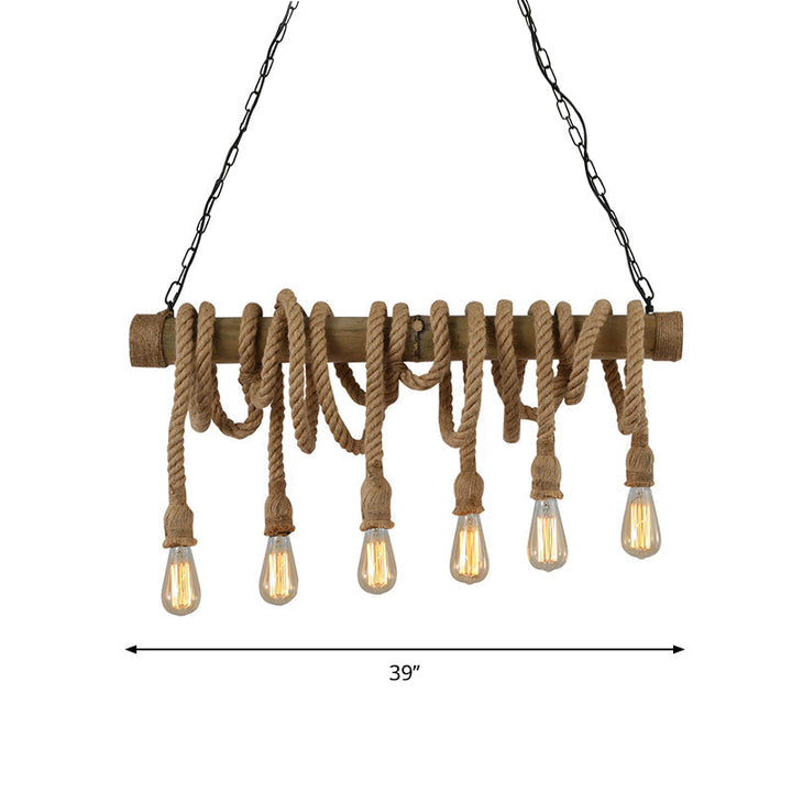 BowLift | Industrial Adjustable Ceiling Lamp made of Bamboo with Rope