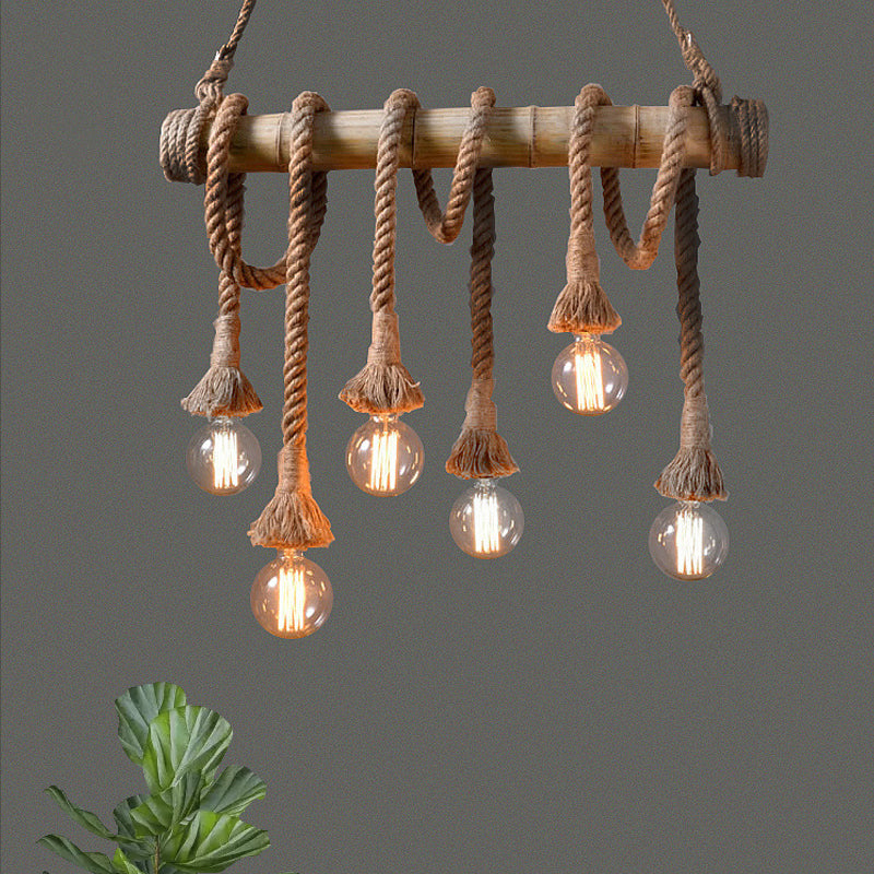BowLift | Industrial Adjustable Ceiling Lamp made of Bamboo with Rope
