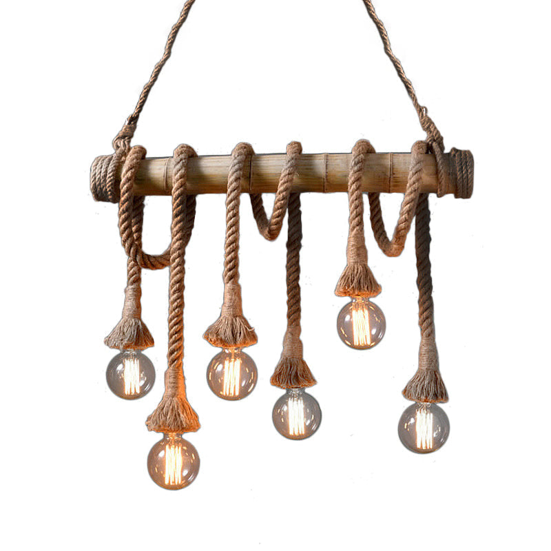 BowLift | Industrial Adjustable Ceiling Lamp made of Bamboo with Rope