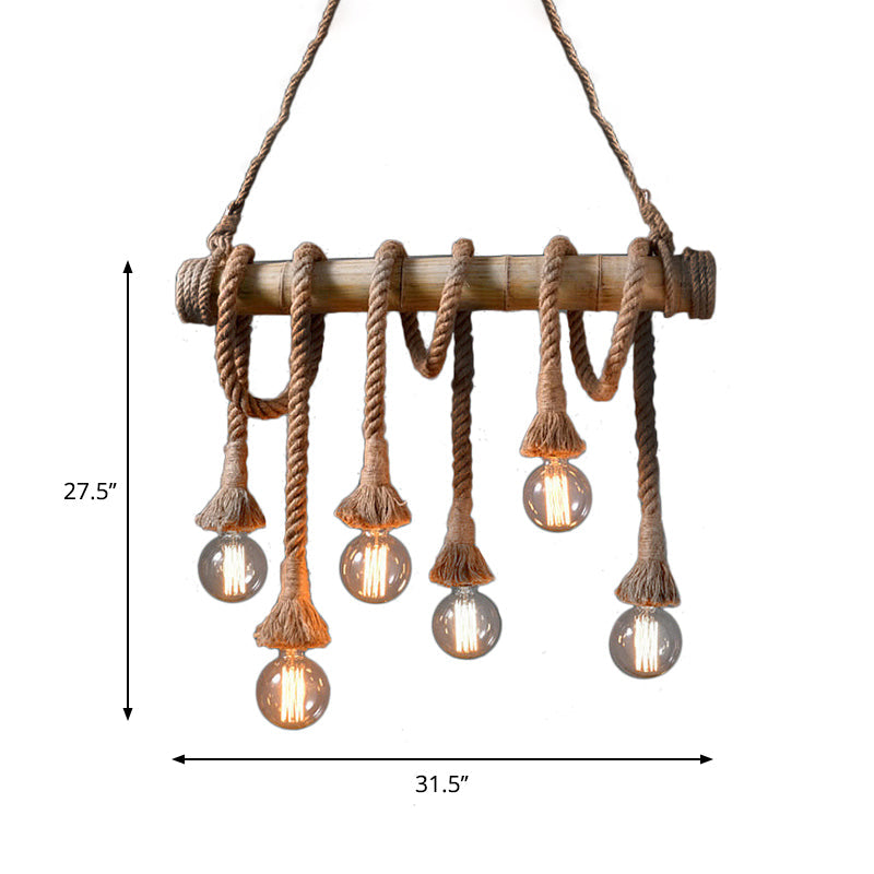 BowLift | Industrial Adjustable Ceiling Lamp made of Bamboo with Rope