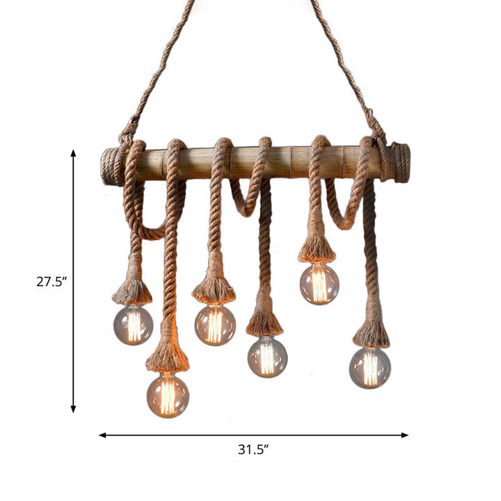 BowLift | Industrial Adjustable Ceiling Lamp made of Bamboo with Rope
