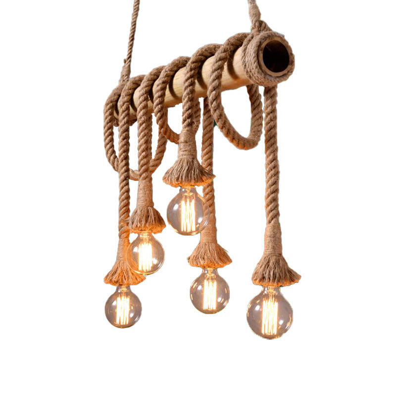 BowLift | Industrial Adjustable Ceiling Lamp made of Bamboo with Rope