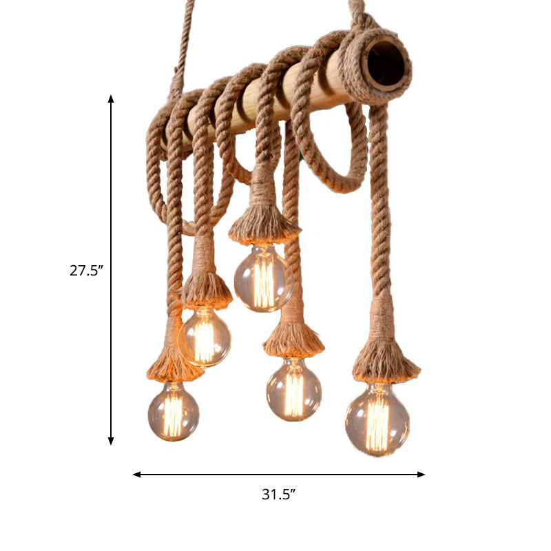 BowLift | Industrial Adjustable Ceiling Lamp made of Bamboo with Rope