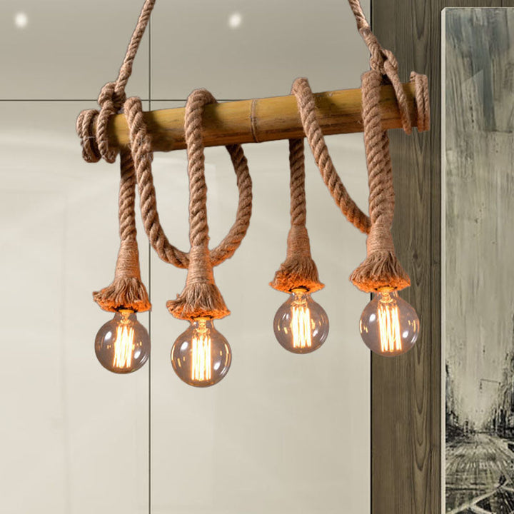 BowLift | Industrial Adjustable Ceiling Lamp made of Bamboo with Rope