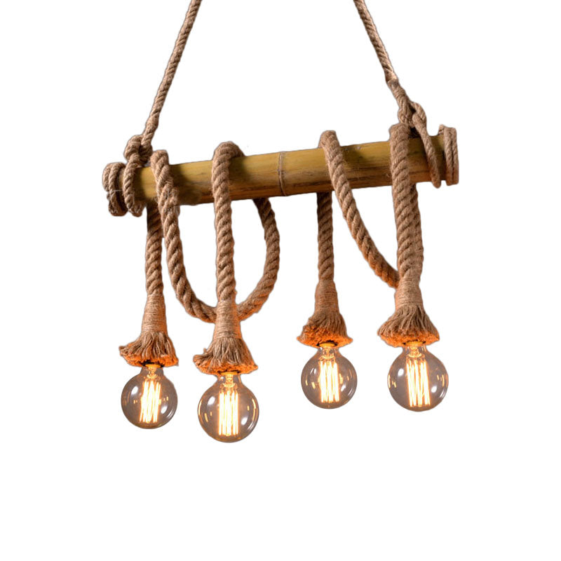 BowLift | Industrial Adjustable Ceiling Lamp made of Bamboo with Rope