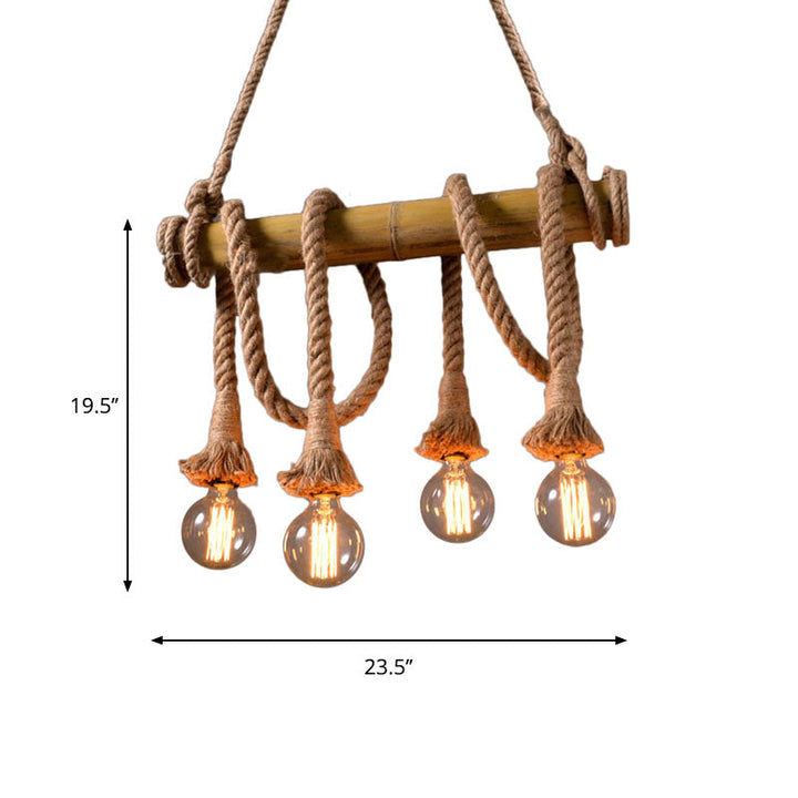 BowLift | Industrial Adjustable Ceiling Lamp made of Bamboo with Rope