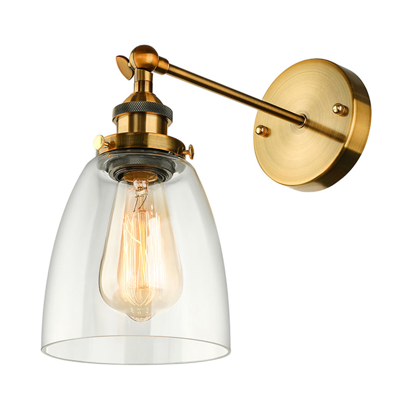 BowLift | Bronze/Brass/Copper One Light Wall Lamp Vintage Style Clear Glass Tapered Lighting Fixture for Living Room