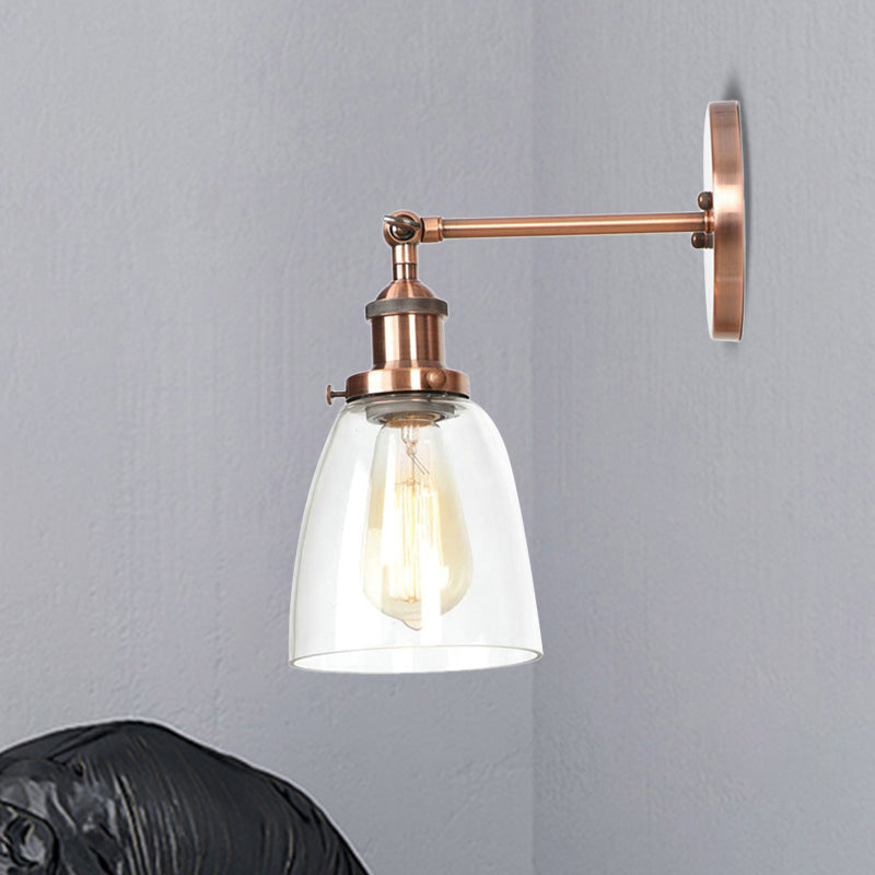 BowLift | Bronze/Brass/Copper One Light Wall Lamp Vintage Style Clear Glass Tapered Lighting Fixture for Living Room