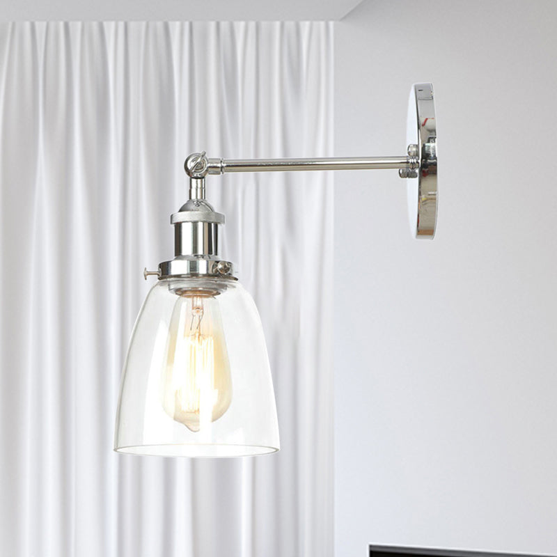 BowLift | Bronze/Brass/Copper One Light Wall Lamp Vintage Style Clear Glass Tapered Lighting Fixture for Living Room