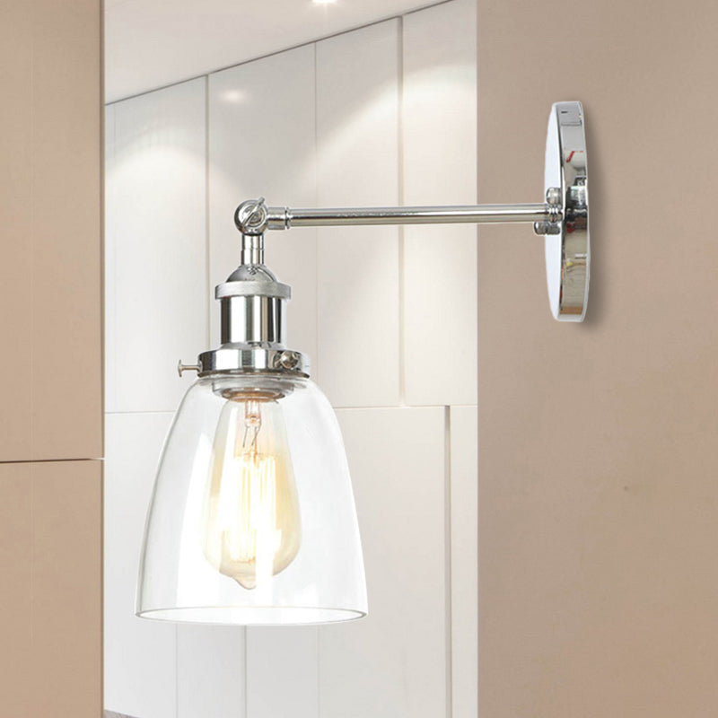 BowLift | Bronze/Brass/Copper One Light Wall Lamp Vintage Style Clear Glass Tapered Lighting Fixture for Living Room