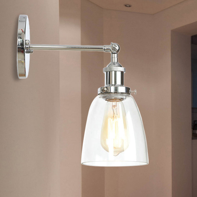 BowLift | Bronze/Brass/Copper One Light Wall Lamp Vintage Style Clear Glass Tapered Lighting Fixture for Living Room