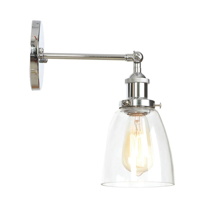 BowLift | Bronze/Brass/Copper One Light Wall Lamp Vintage Style Clear Glass Tapered Lighting Fixture for Living Room