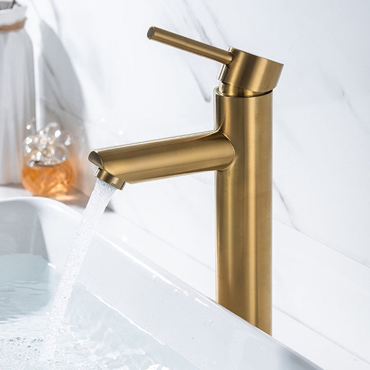 BowLift | 1-Handle Gold Nickel Wide-Running Faucet Single Hole Lever Sink Faucet with Drain