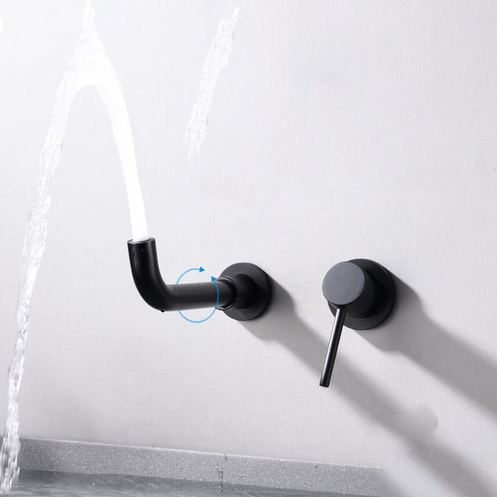 BowLift | Round Single Handle Bathroom Faucet 2-Hole Wall Mounted Bathroom Faucet with Swivel Head