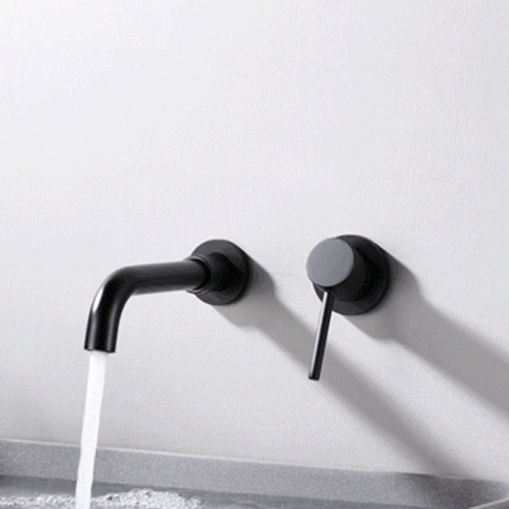 BowLift | Round Single Handle Bathroom Faucet 2-Hole Wall Mounted Bathroom Faucet with Swivel Head