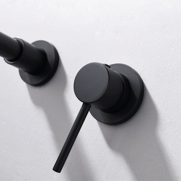 BowLift | Round Single Handle Bathroom Faucet 2-Hole Wall Mounted Bathroom Faucet with Swivel Head