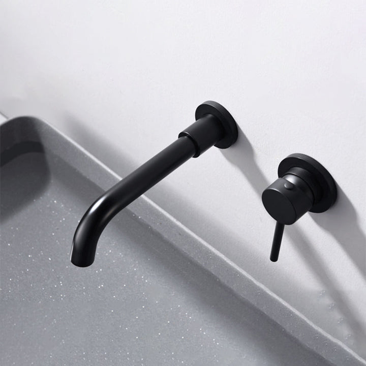 BowLift | Round Single Handle Bathroom Faucet 2-Hole Wall Mounted Bathroom Faucet with Swivel Head