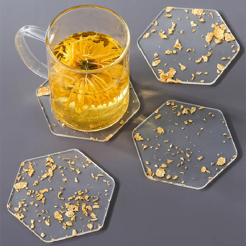 BowLift | 6pcs Acrylic Gold Foil Coaster Set with Holder