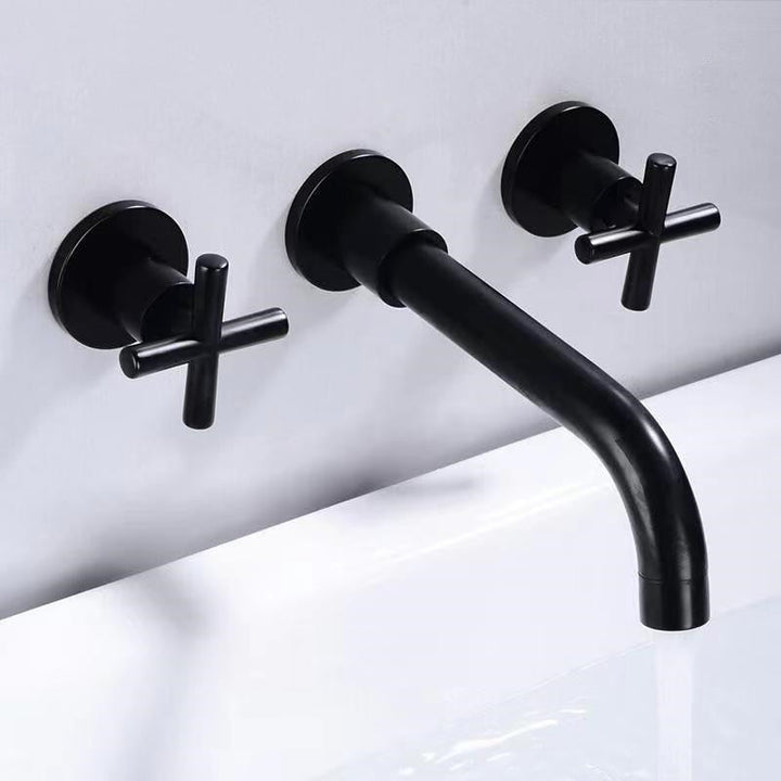 BowLift | Modern 1- or 2-Handle Bathroom Sink Faucet Round Wall-Mounted Bathroom Faucet.
