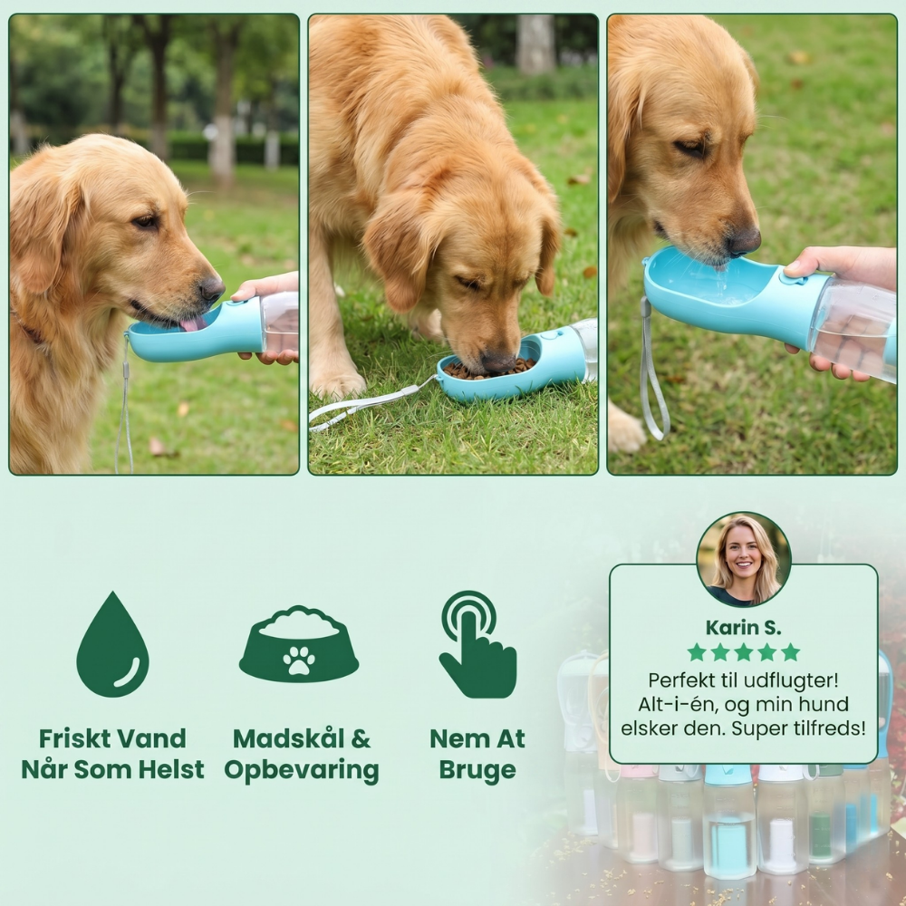 TrailBuddy™ – 3-in-1 Dog Water Bottle with Food Box | Bowlift