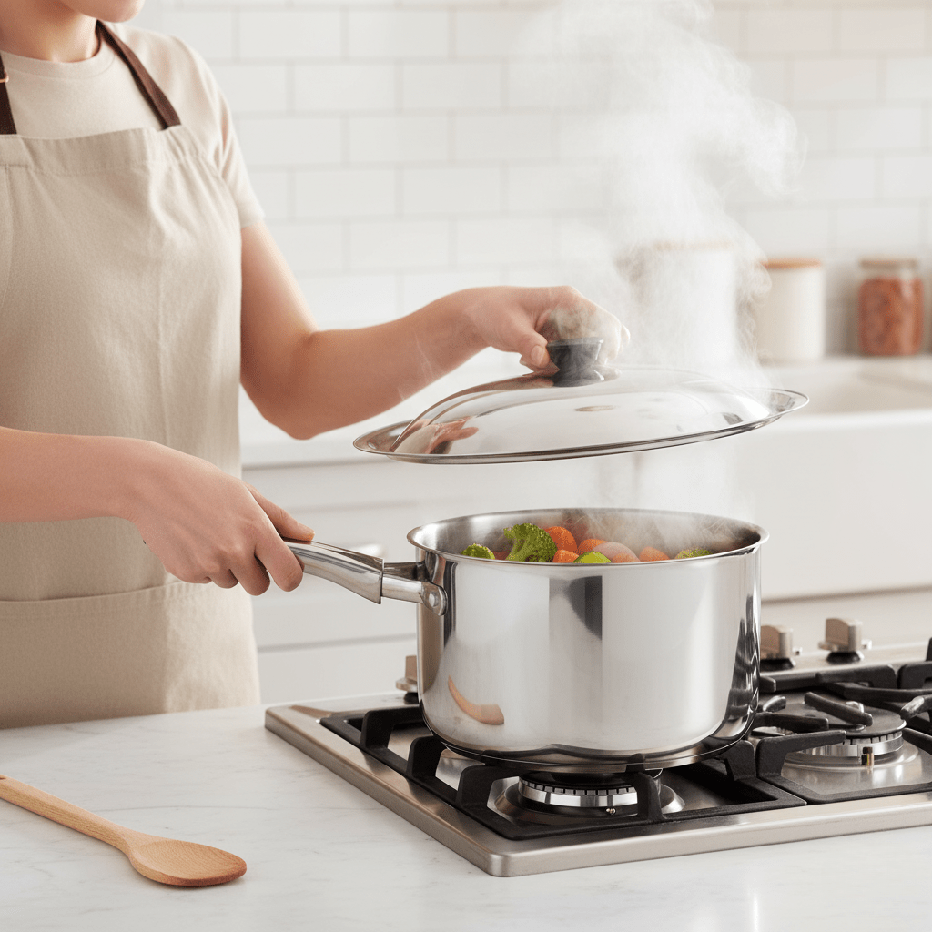 BowLift | Robust universal stainless steel lid for woks & pans