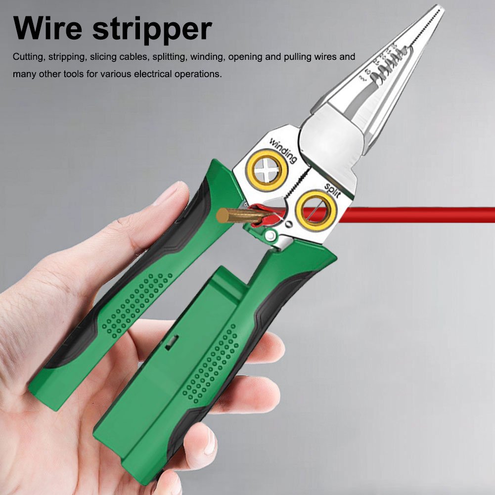 BowLift | 8 in 1 Wire Stripper Twister for Cutting and Pulling Wires, Cable Scissors,Voltage Tester Pliers, 12V to 250V Live