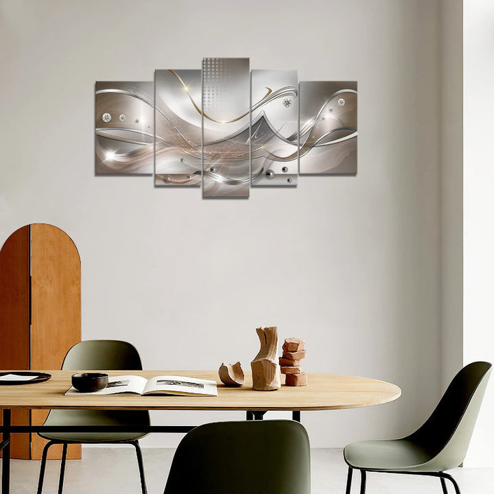 Set Of 5 Wavy Canvas Wall Art Painting | Bowlift