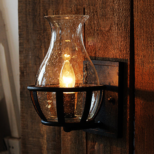 BowLift | One Pear Wall Lamp Lighting Bottle Shade Sawed Glass Industrial Living Room Lighting Fixture in Black