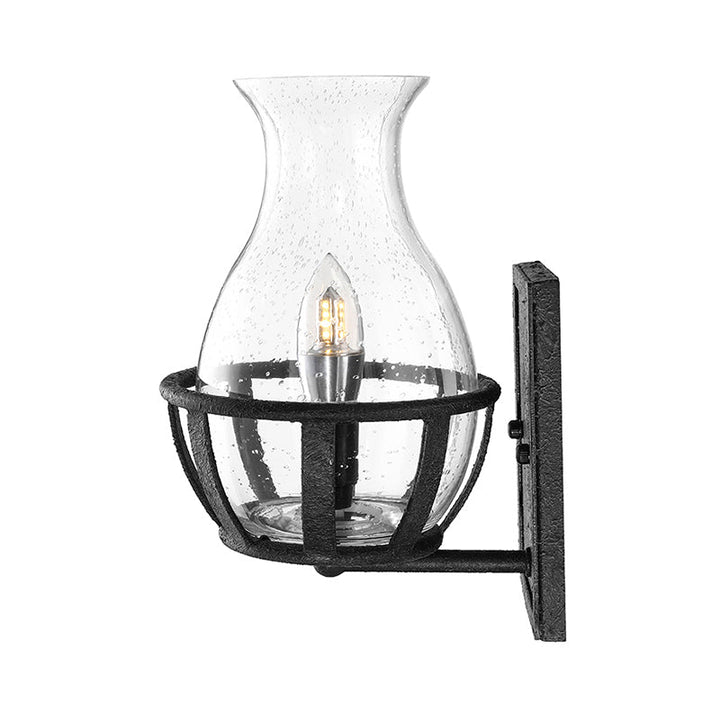BowLift | One Pear Wall Lamp Lighting Bottle Shade Sawed Glass Industrial Living Room Lighting Fixture in Black