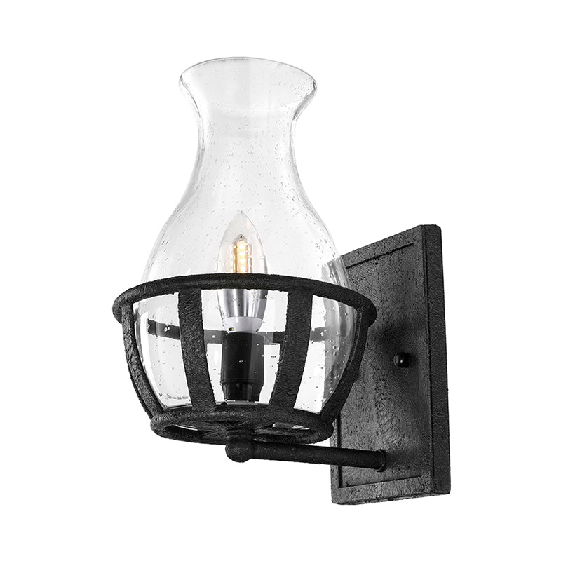 BowLift | One Pear Wall Lamp Lighting Bottle Shade Sawed Glass Industrial Living Room Lighting Fixture in Black