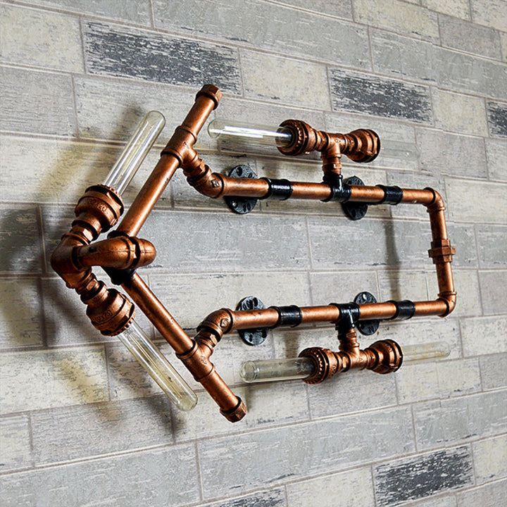 BowLift | 6 Bulb Arrow-Shaped Wall Lamp with Tube Retro Industrial Bronze Wrought Iron Wall Lamp for Bathroom