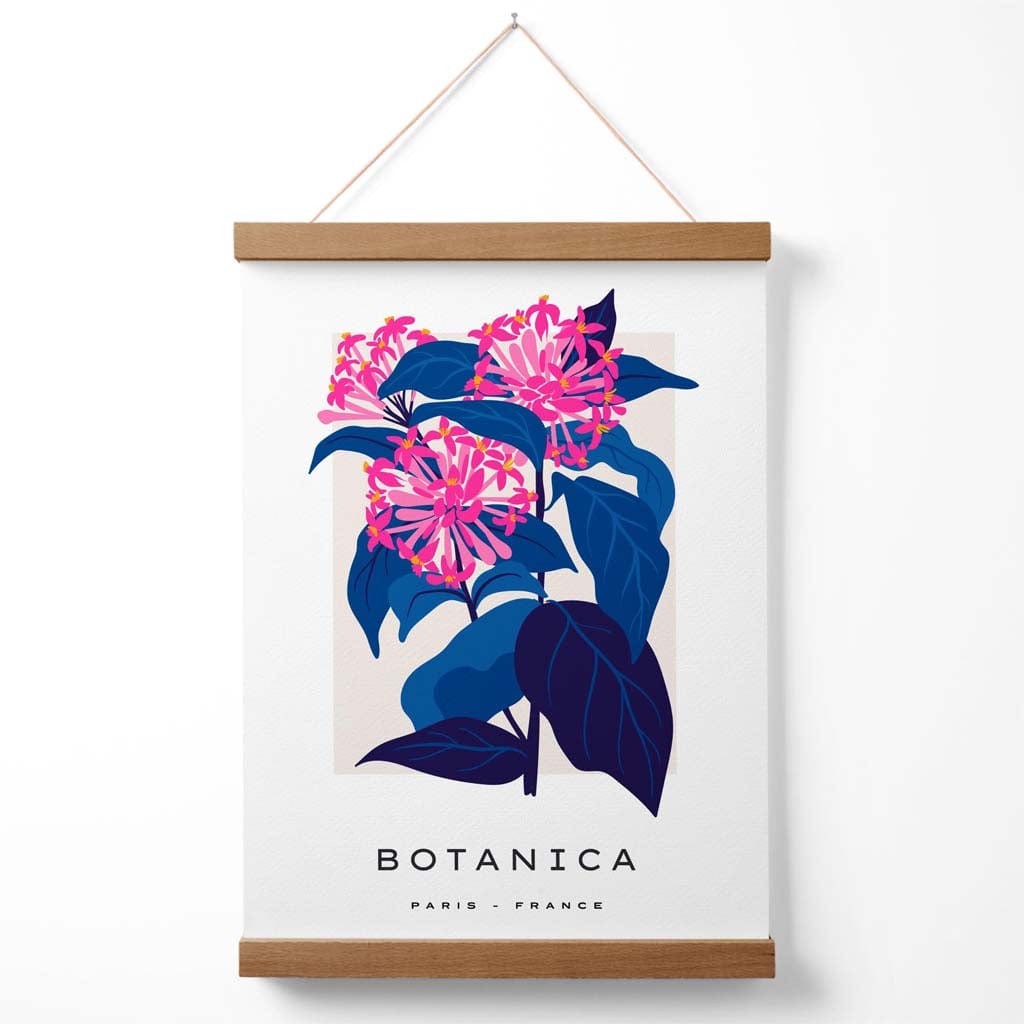 Blue and pink cornflower flower market gallery poster with hanger | Bowlift