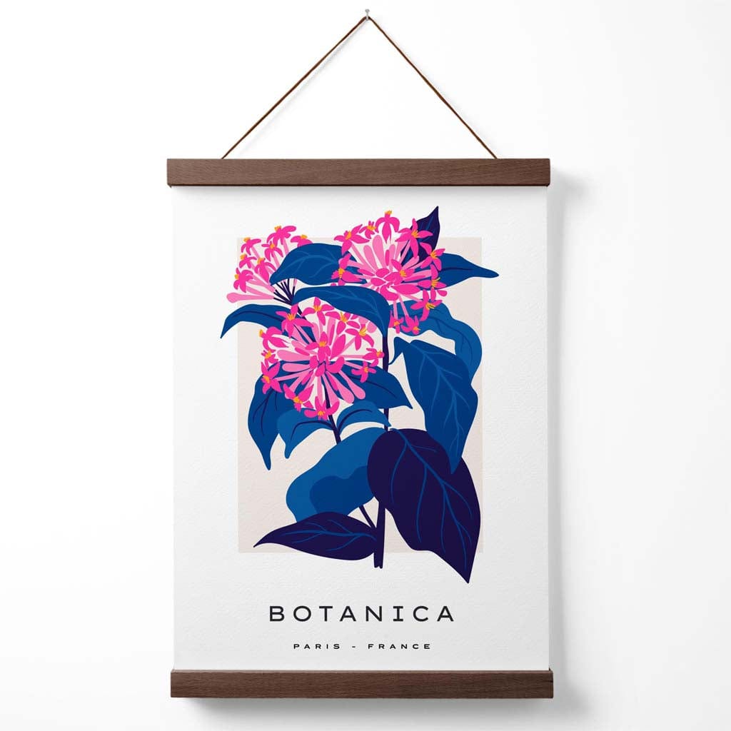 Blue and pink cornflower flower market gallery poster with hanger | Bowlift