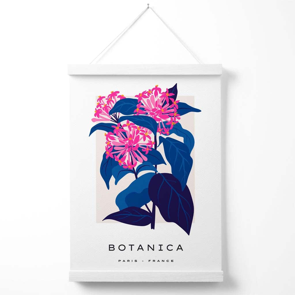 Blue and pink cornflower flower market gallery poster with hanger | Bowlift