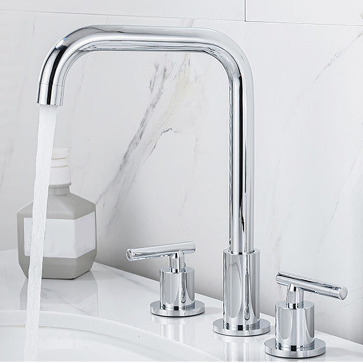 BowLift | Modern 2-Handle Bathroom Sink Faucet 3-Hole Widespread Bathroom Faucet