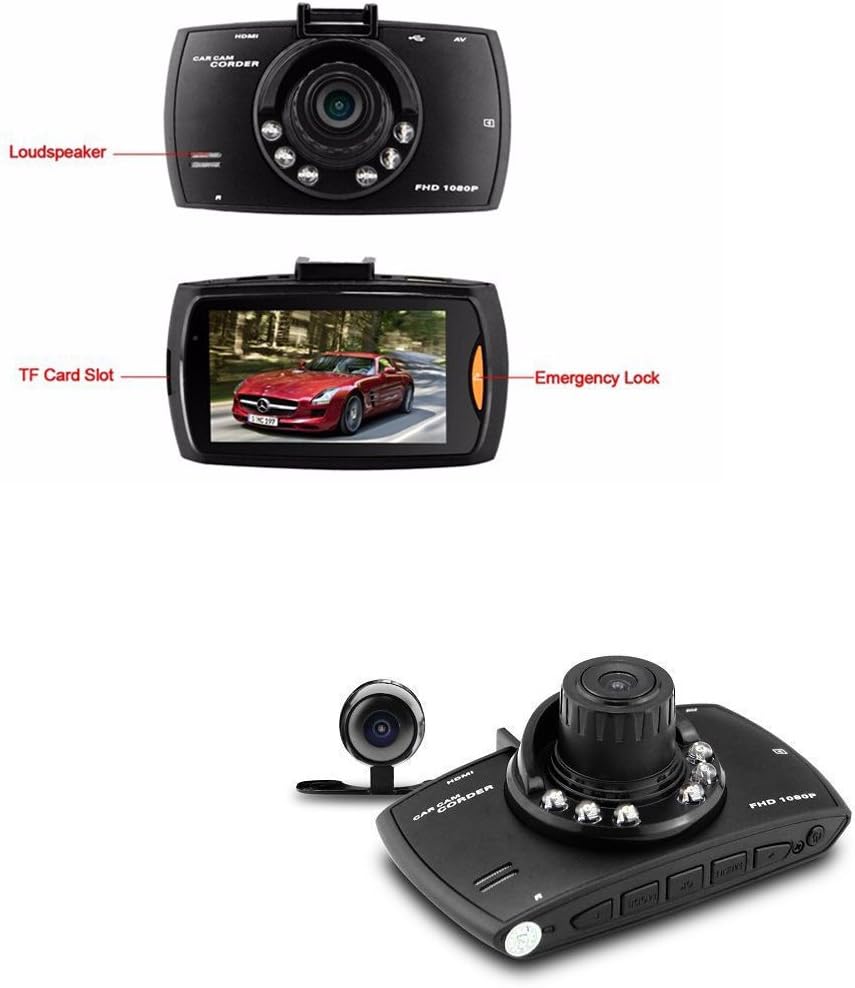 BowLift | Dual Lens Car Dash Cam G30 2.7" LCD Full HD 1080P with G-Sensor