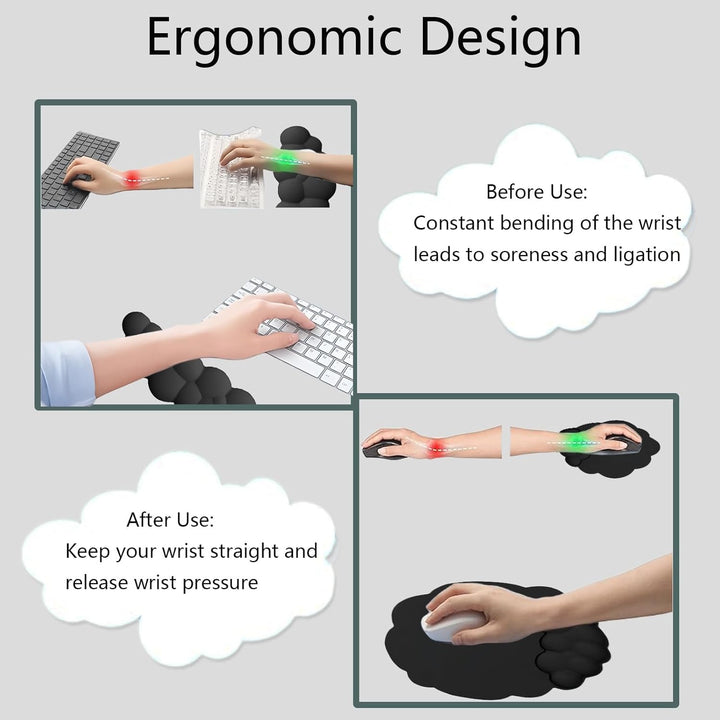 BowLift | Cloud-Shaped Ergonomic Wrist Rest Set with Mouse Pad & Coaster – Zeyora