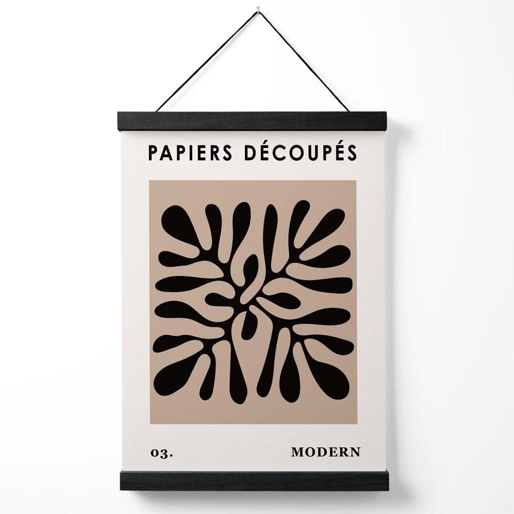 Beige and black Matisse-style flower cut-out poster with hanger | Bowlift