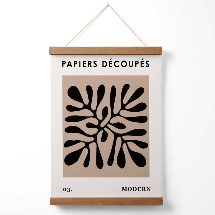 Beige and black Matisse-style flower cut-out poster with hanger | Bowlift