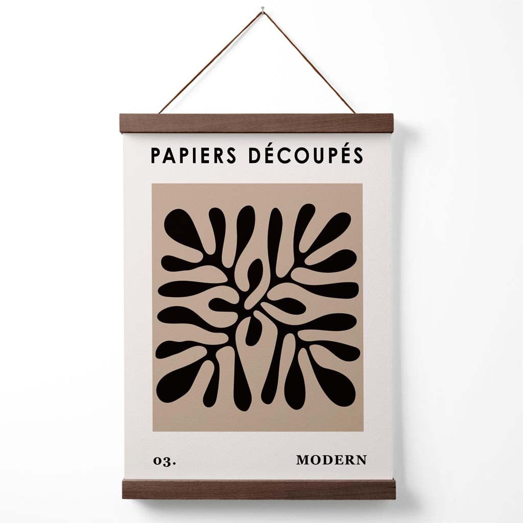 Beige and black Matisse-style flower cut-out poster with hanger | Bowlift