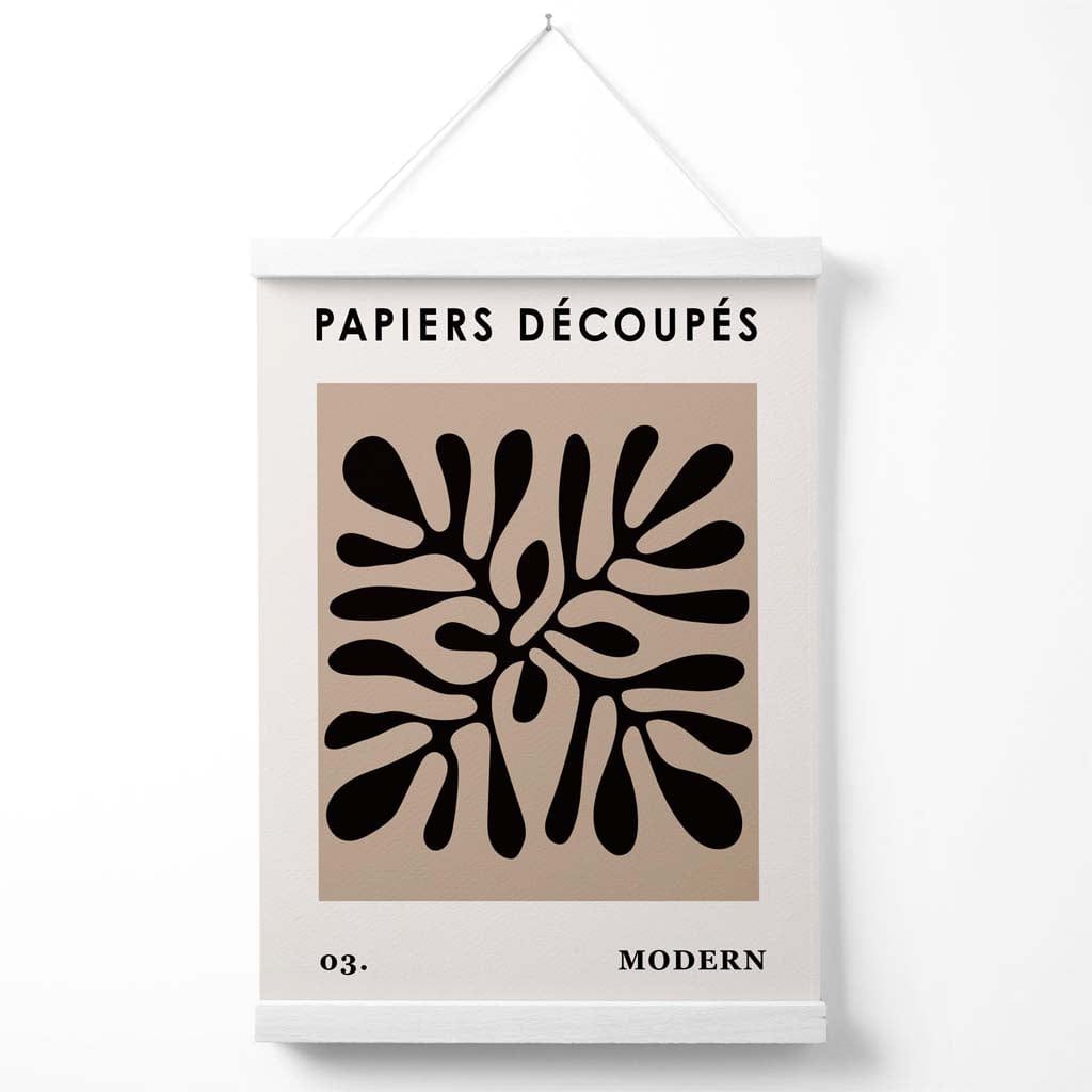 Beige and black Matisse-style flower cut-out poster with hanger | Bowlift