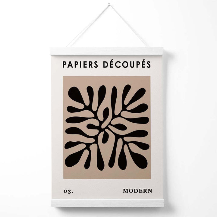 Beige and black Matisse-style flower cut-out poster with hanger | Bowlift