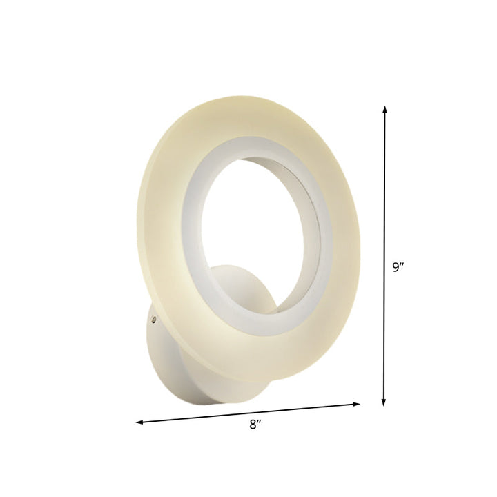 BowLift | Modern LED Wall Mounted Light White Ring Wall Lamp with Acrylic Shade in Warm/White Light