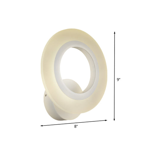 BowLift | Modern LED Wall Mounted Light White Ring Wall Lamp with Acrylic Shade in Warm/White Light