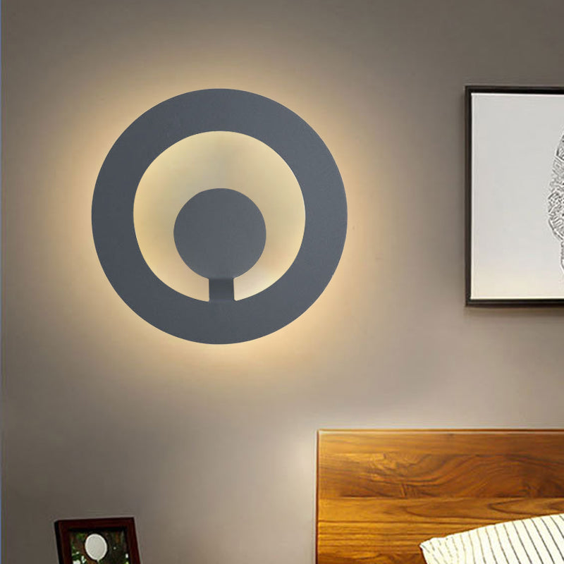 BowLift | Gray Finish Round Wall Light Minimalist 7"/9" Dia LED Metal Wall Light for Living Room