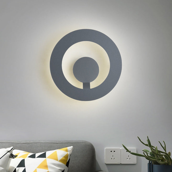 BowLift | Gray Finish Round Wall Light Minimalist 7"/9" Dia LED Metal Wall Light for Living Room