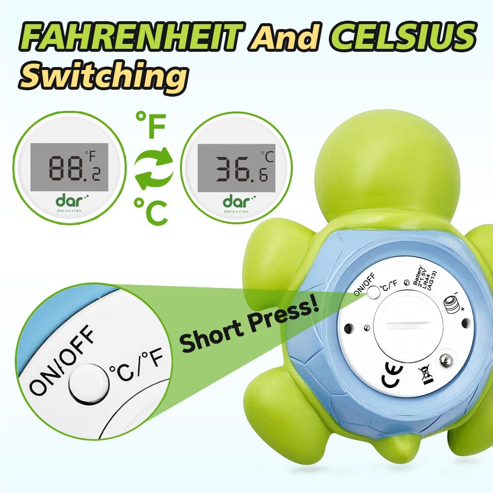 BowLift | AquaVeilig Baby Bath Thermometer – Digital Display with 3 Colors and Temperature Warning