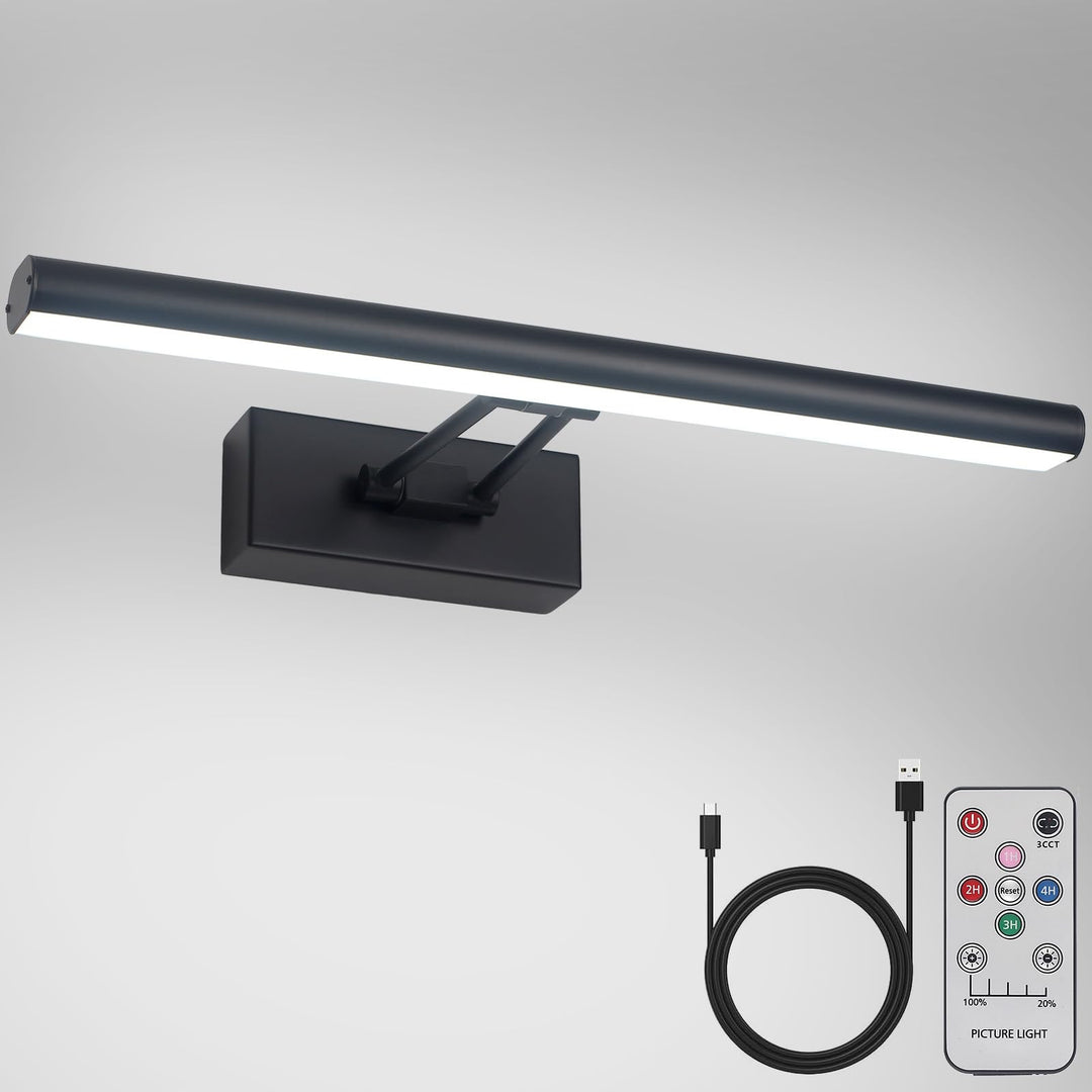BowLift | Howmzon Picture Lighting, 13.5" Art Lighting, Black Picture Light Battery Operated, 3Cct, Wireless Picture Lights with Remote Control, Light over Picture Frame for Wall Painting (Black)